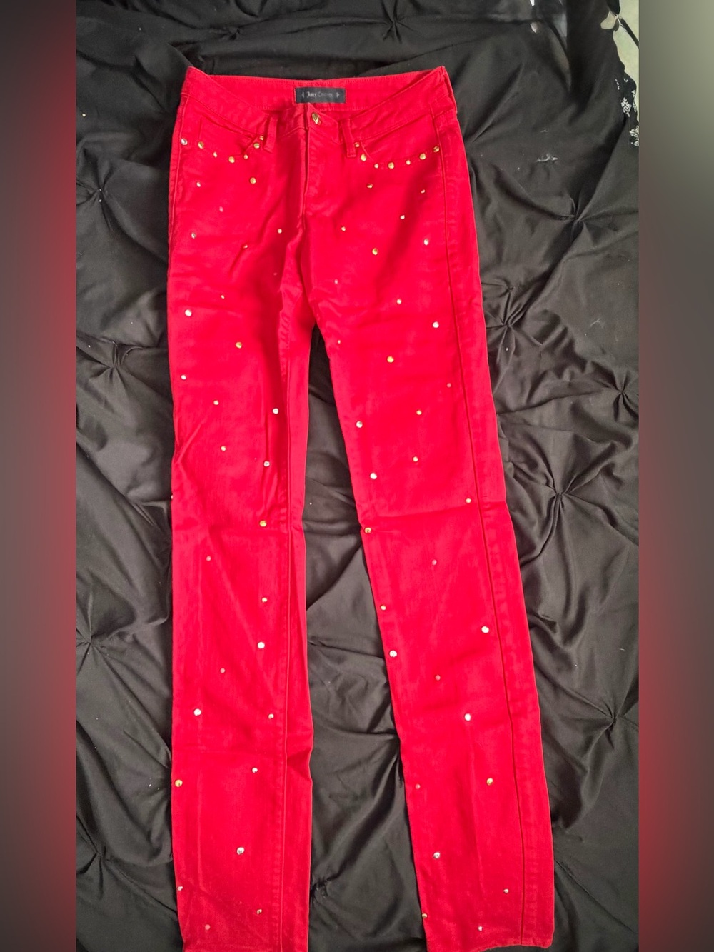 Girls Juicy Couture Red Stud-Accent Skinny Jeans